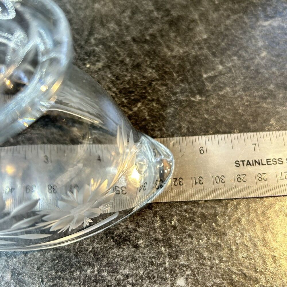 VINTAGE Heisey ART‎ DECO Gravy Sauce Boat Clear Glass Etched Floral Design - Picture 9 of 9